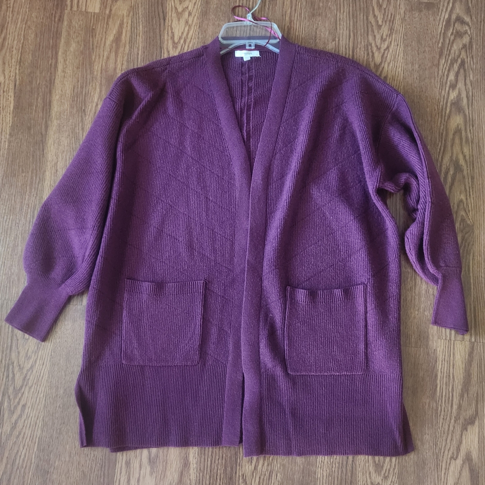Maurices Burgandy Cardigan Sweater Open Front Long Sleeve
